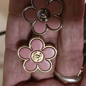 New!Gold plated,pink Flower Earrings!